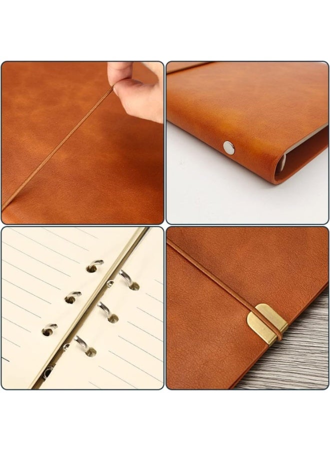 FAYET 2PCS PU Leather Lined Journal Notebook Set , Soft Cover, 192 Pages Refillable Ruled Writing Notebooks for Work, Travel and School(A5+A6) - Image 4